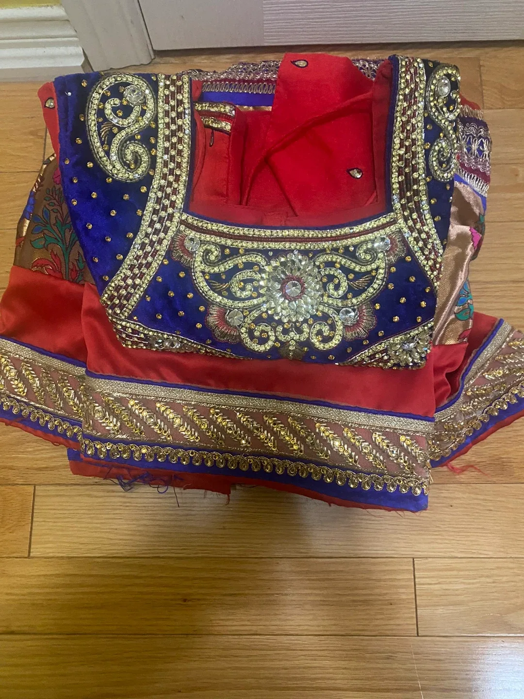 Red & Blue Indian Lengha Choli - Size 30 🥕 image indicator(6)