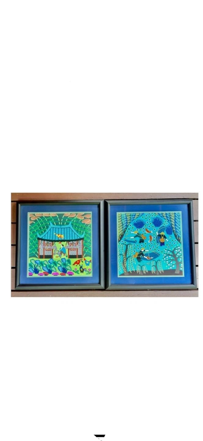 Framed Asian-Style Art - Set of 2
