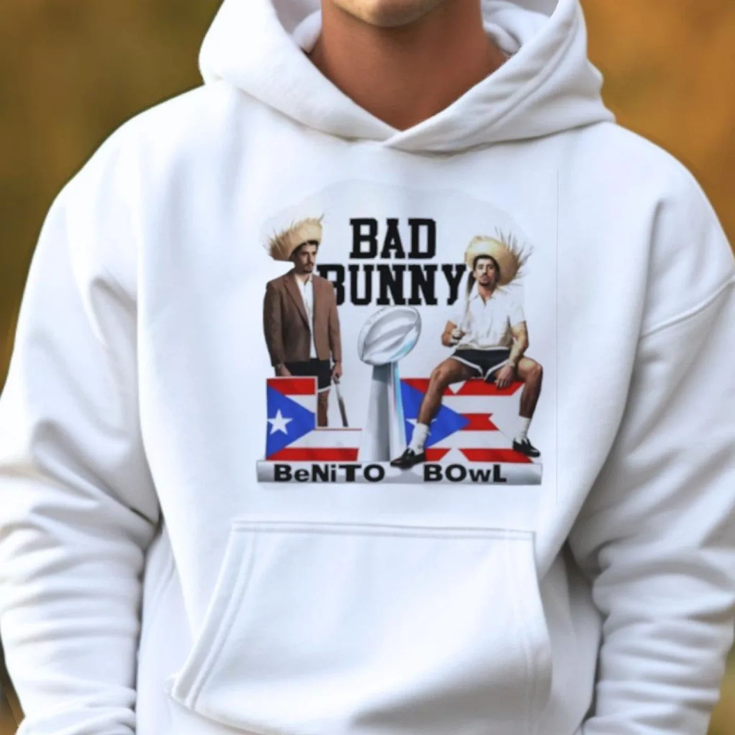 Bad Bunny Super Bowl LIX White Hoodie image indicator(2)