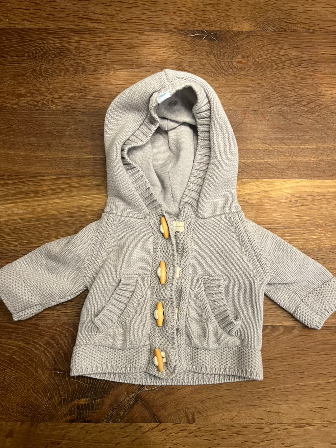 Beba Bean 0-3 Months Cotton Knit Hoodie - Grey