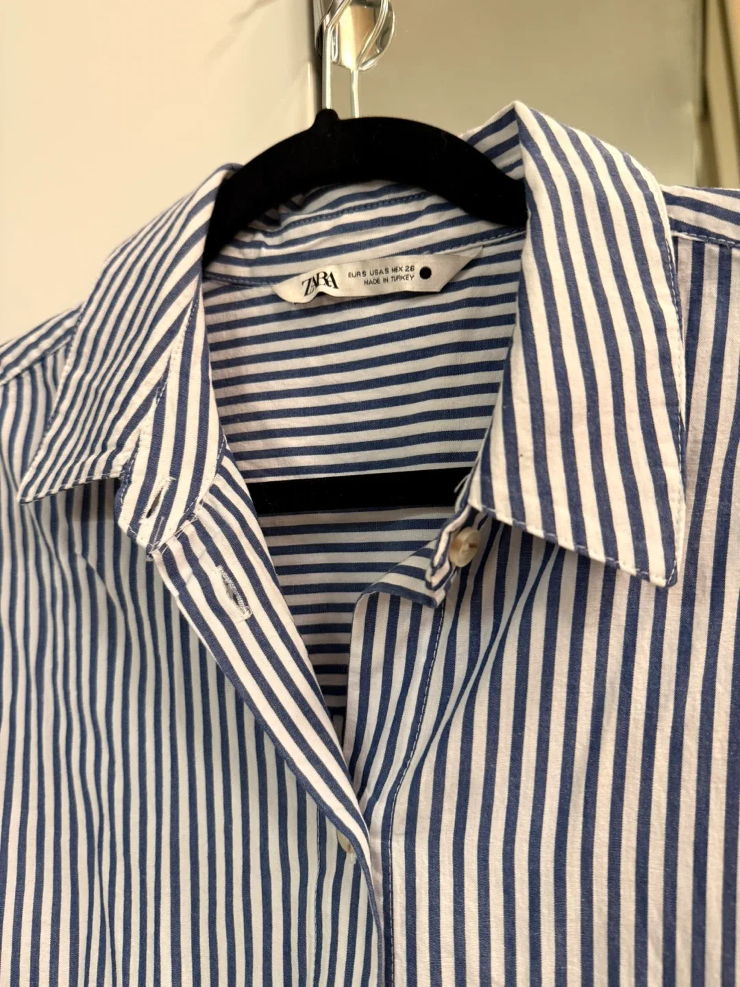 Zara Blue & White Striped Oversized Shirt - Size S image indicator(2)