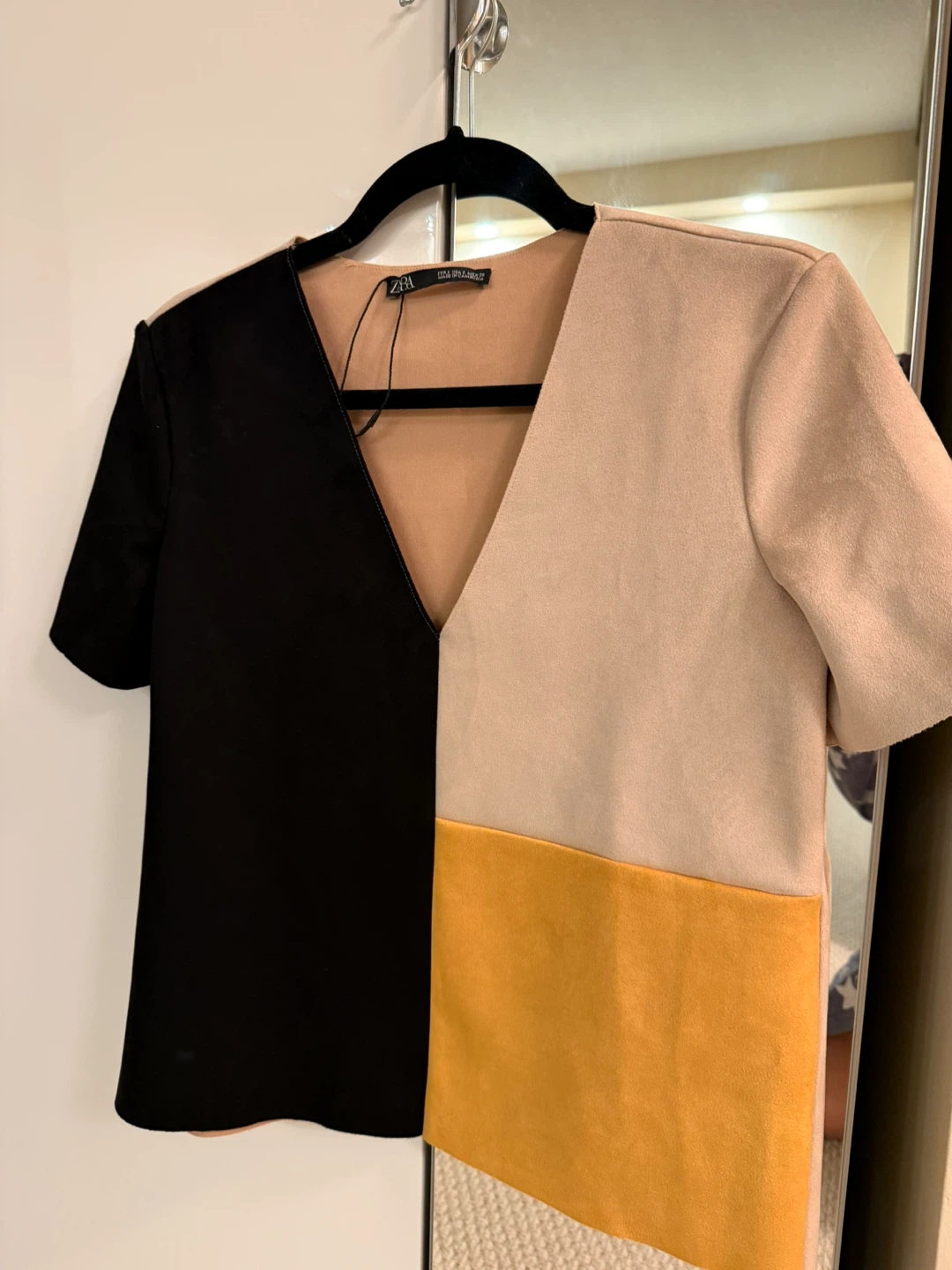 Zara Colour Suede Block Top - Size Small
