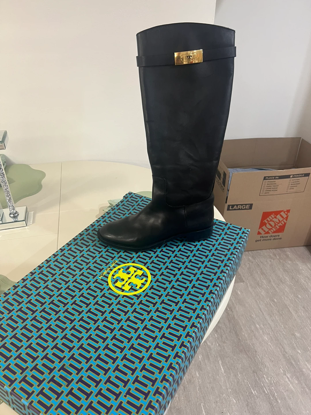 Tory Burch Black Leather Riding Boots