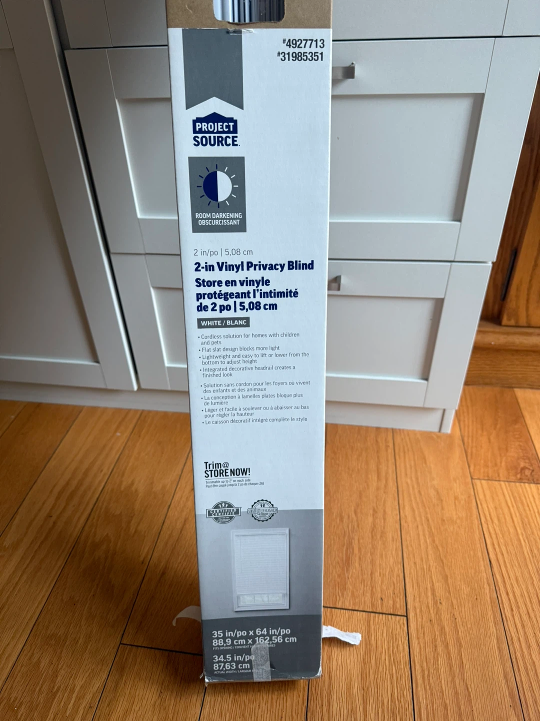 Project Source 2-in Vinyl Privacy Blind 35x64in New