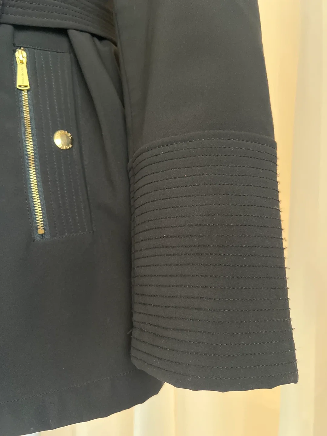 Michael Kors Black Belted Jacket - Size Small image indicator(8)