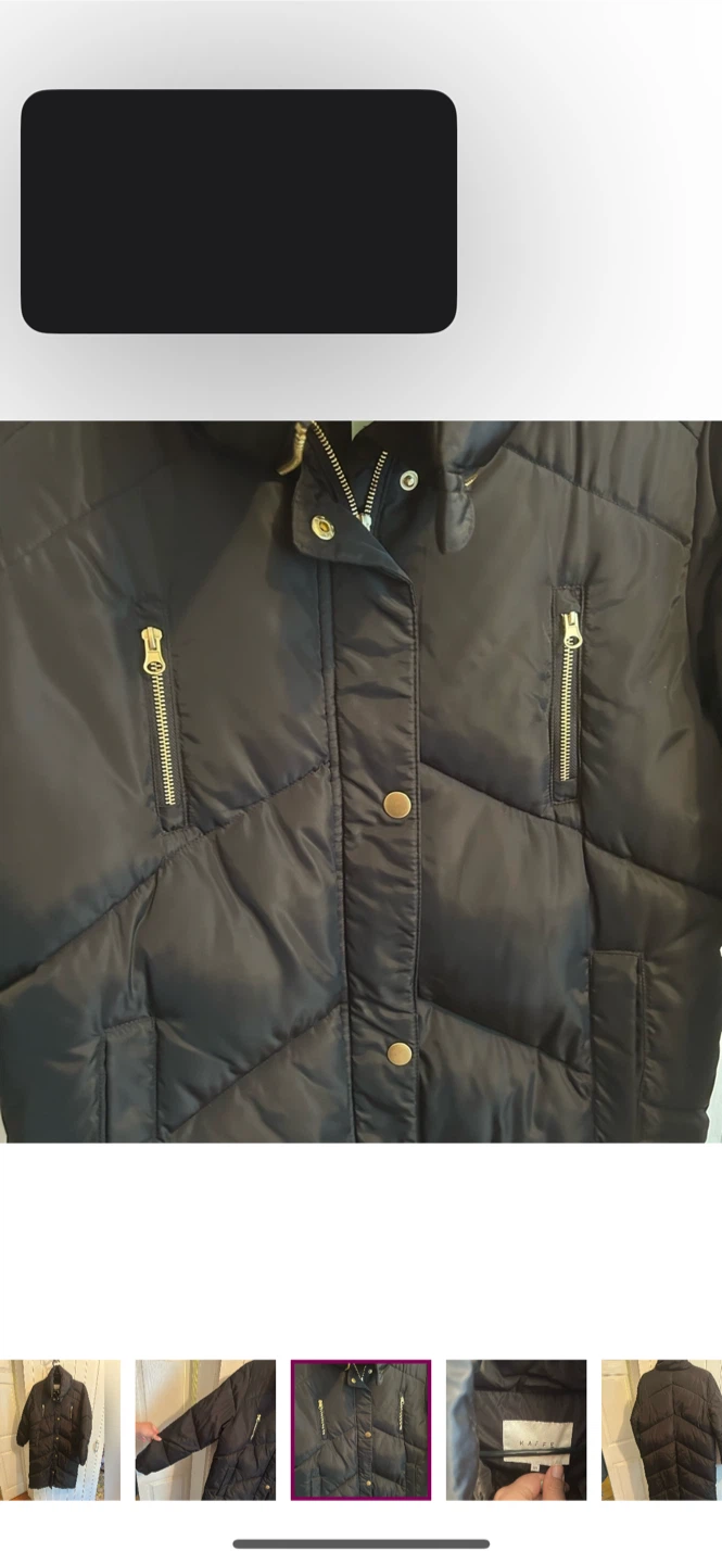 Kaffe Black Puffer Coat - Size 38 - photo 3