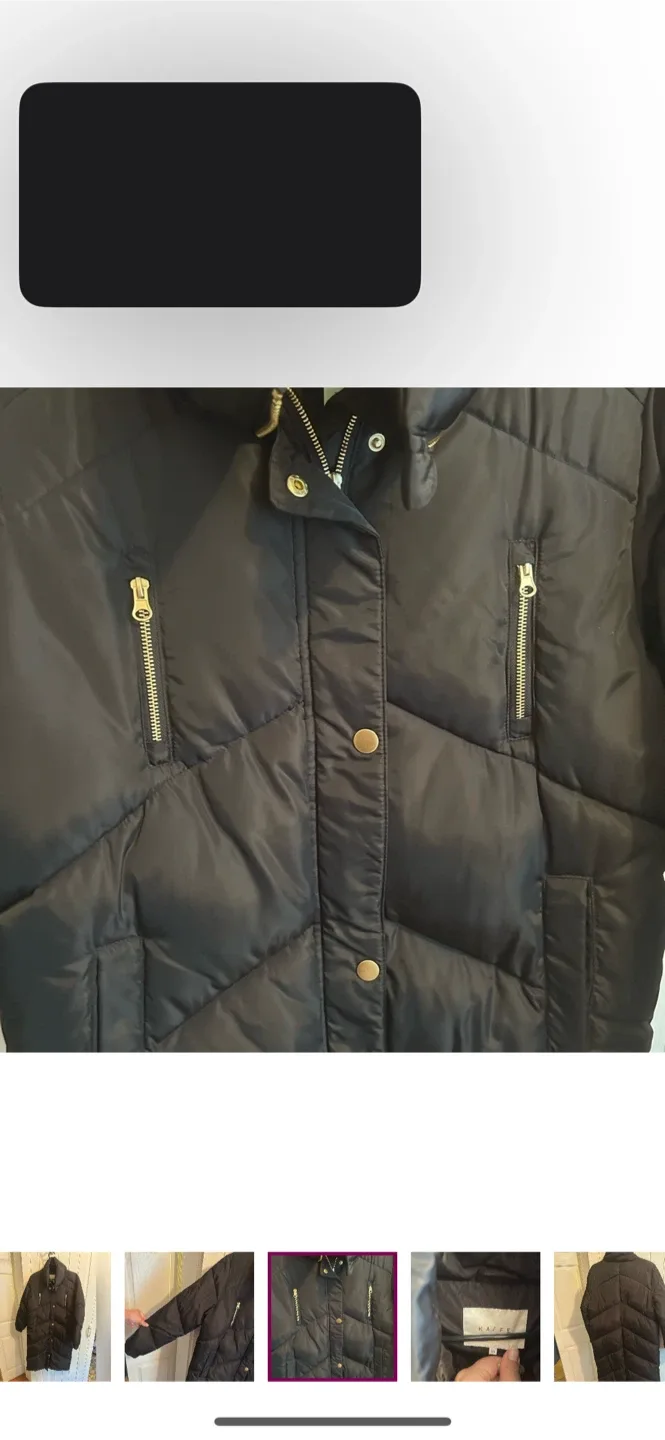 Kaffe Black Puffer Coat - Size 38 image indicator(3)