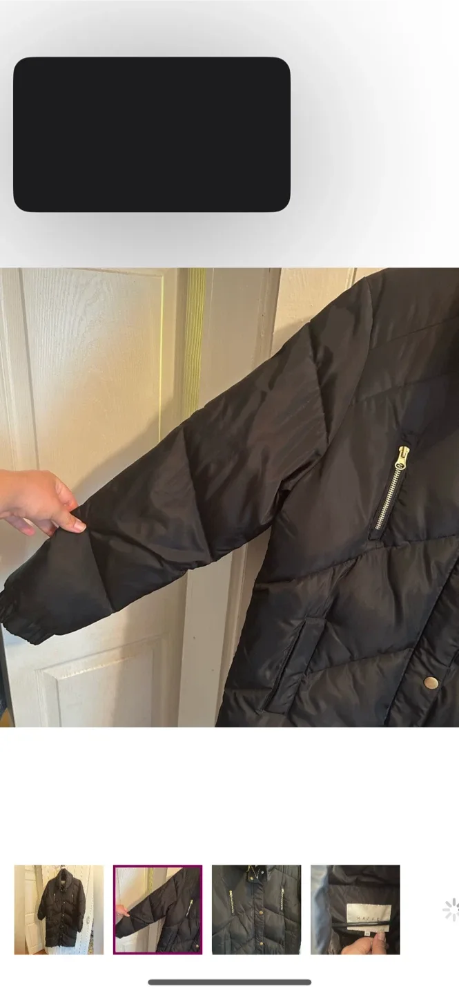 Kaffe Black Puffer Coat - Size 38 image indicator(2)