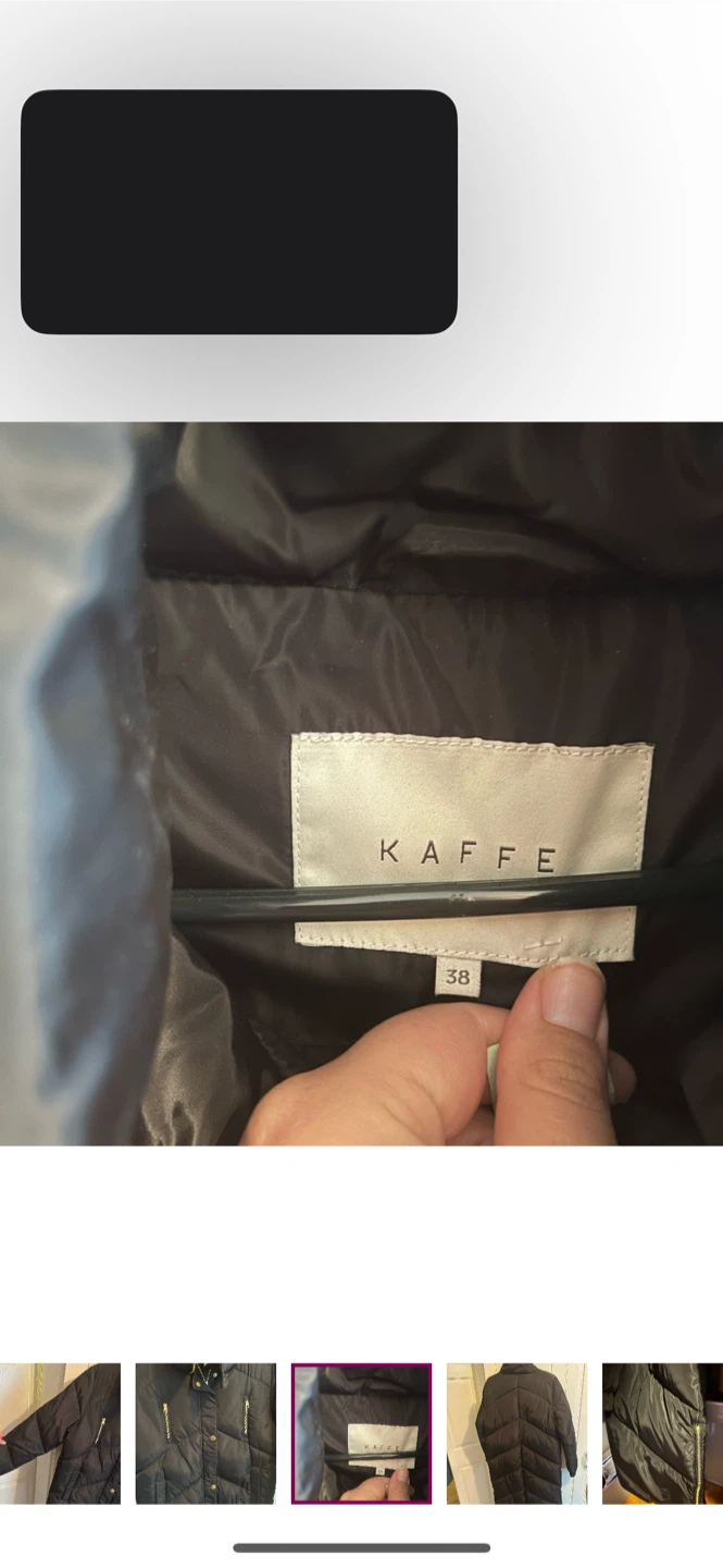Kaffe Black Puffer Coat - Size 38 - photo 4