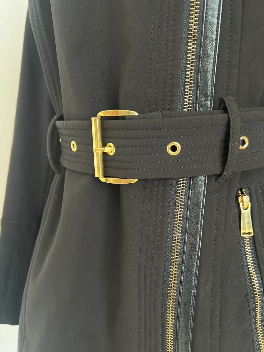 Michael Kors Black Belted Jacket - Size Small image indicator(9)