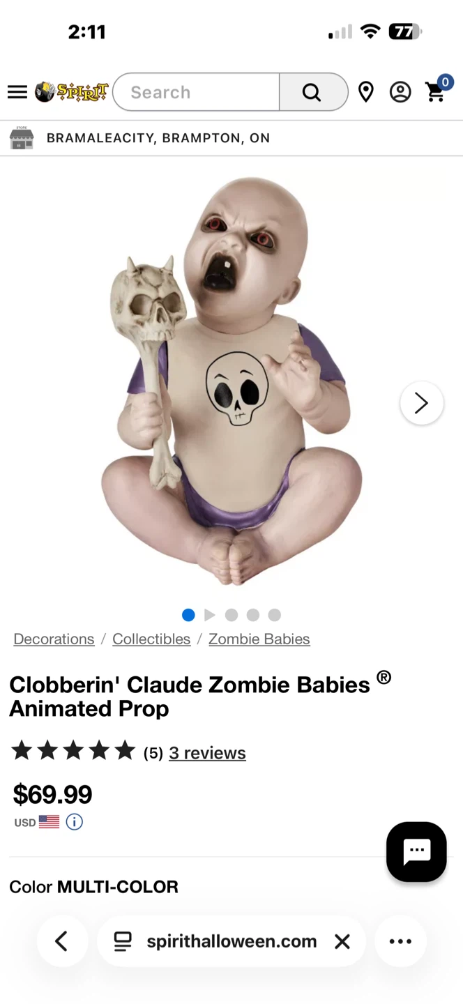 Clobberin' Claude Zombie Babies Animated Prop