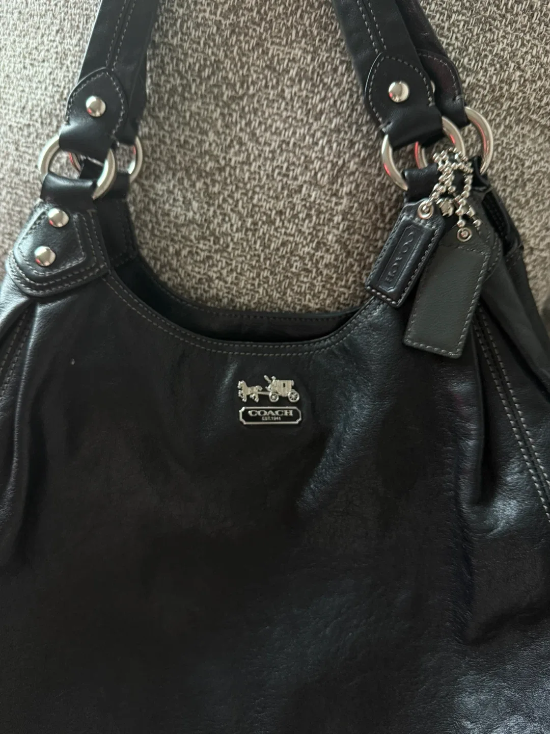 Coach Black Leather Hobo Bag image indicator(4)