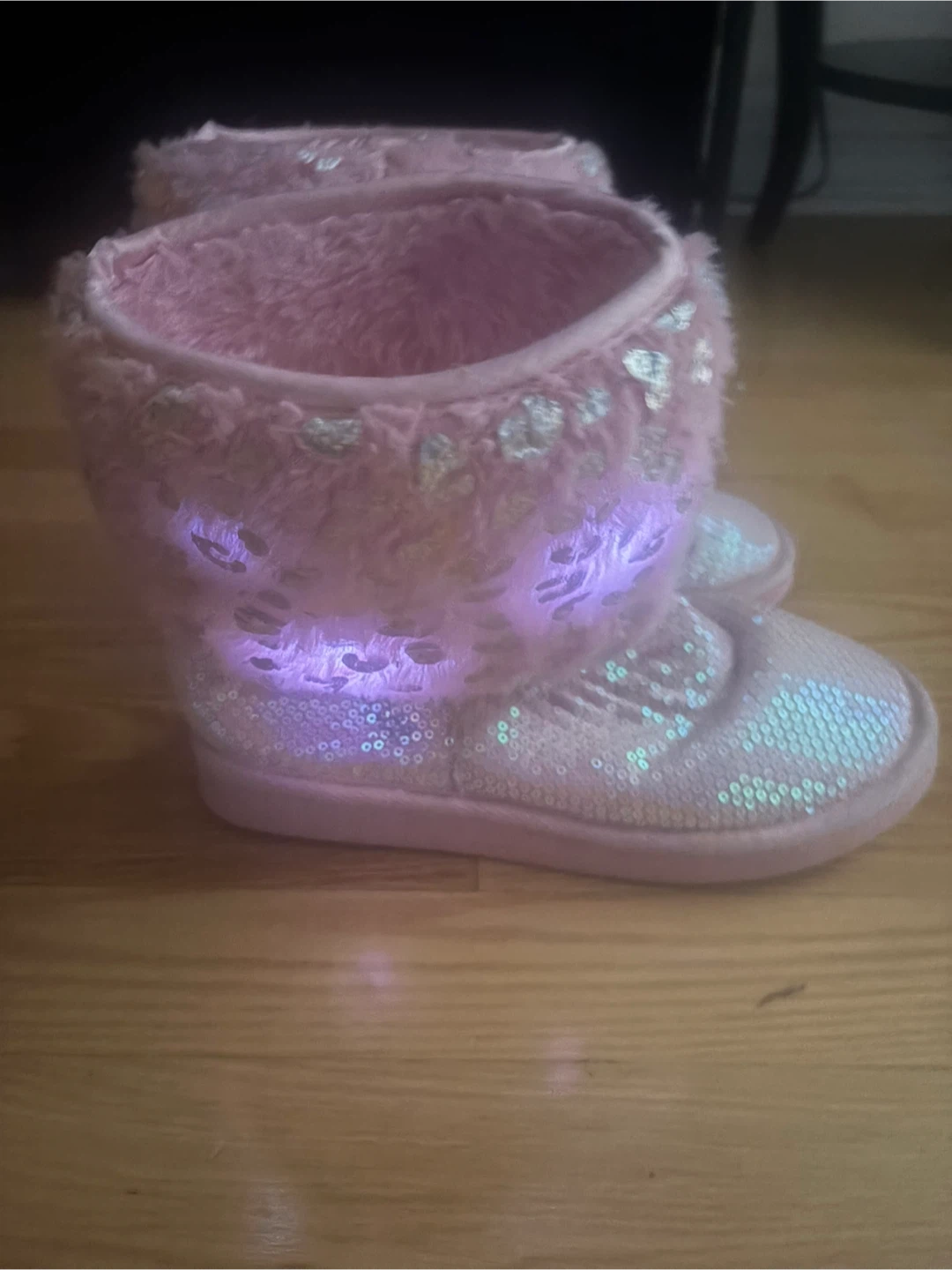 Girls Pink Light-Up Winter Boots - Size 6