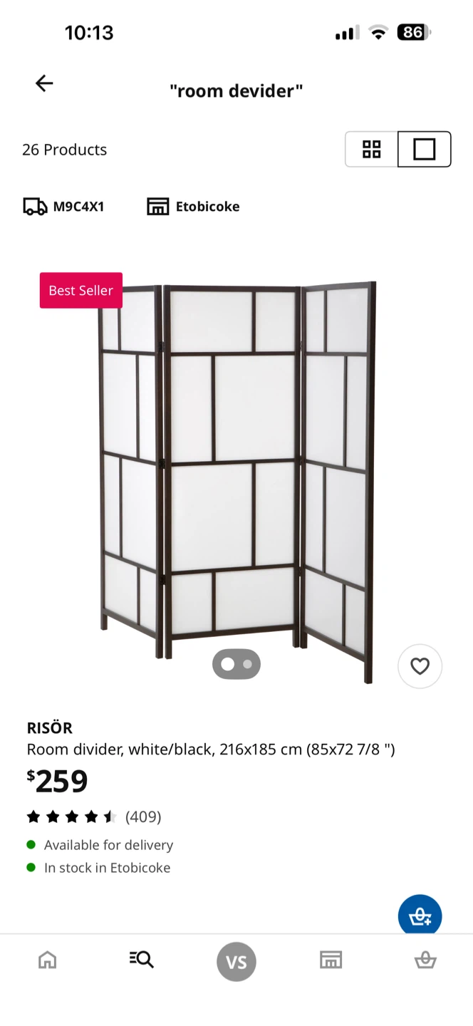 Risor Room Divider - White/Black
