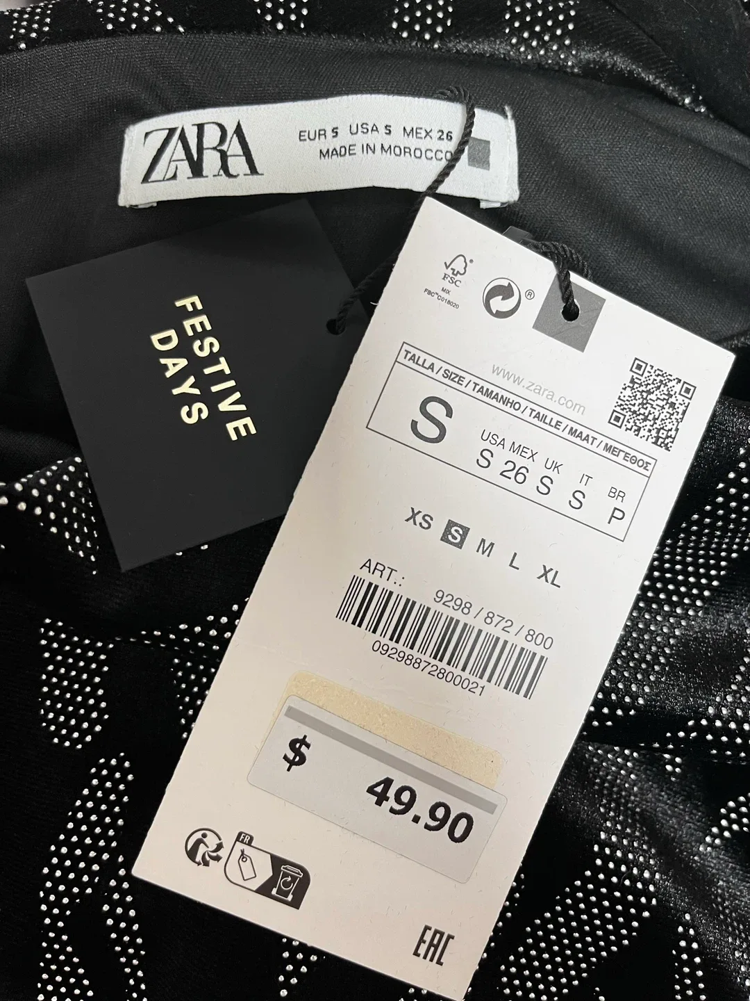 Zara Black Print Mini Dress - Size S image indicator(5)