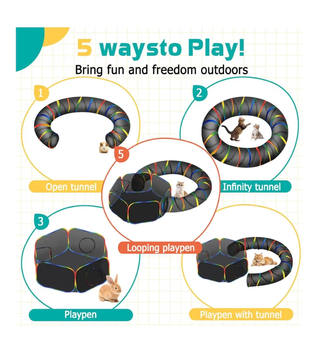 Cat Enclosure Playpen with Tunnel image indicator(4)