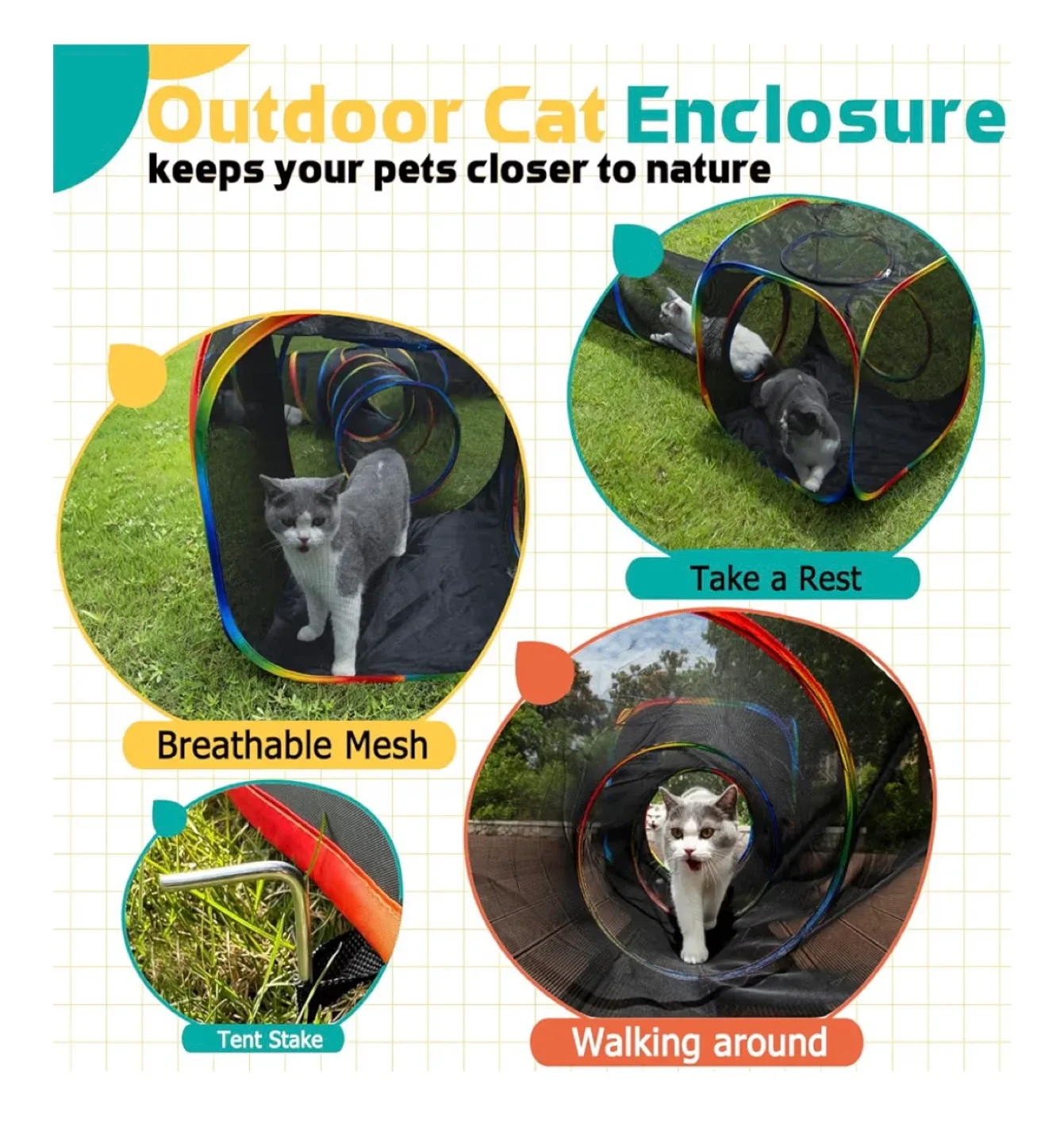 Cat Enclosure Playpen with Tunnel image indicator(3)