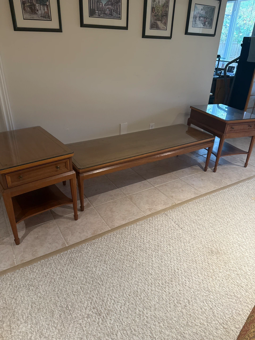 Vintage Wood End Tables and Coffee Table Set