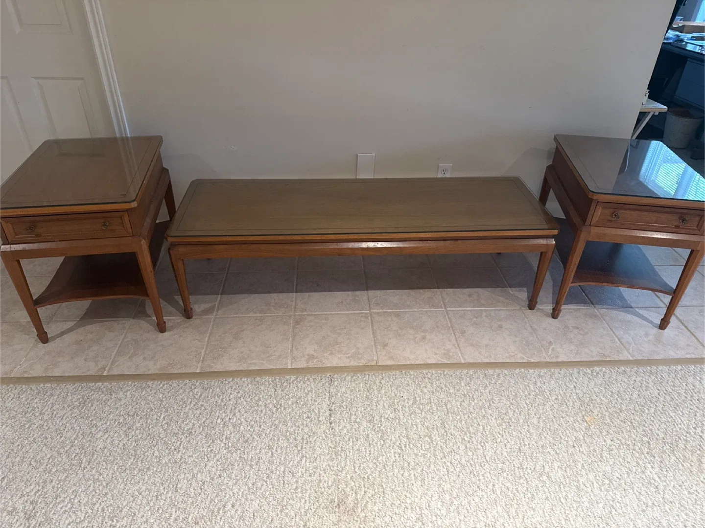 Vintage Wood End Tables and Coffee Table Set image indicator(3)