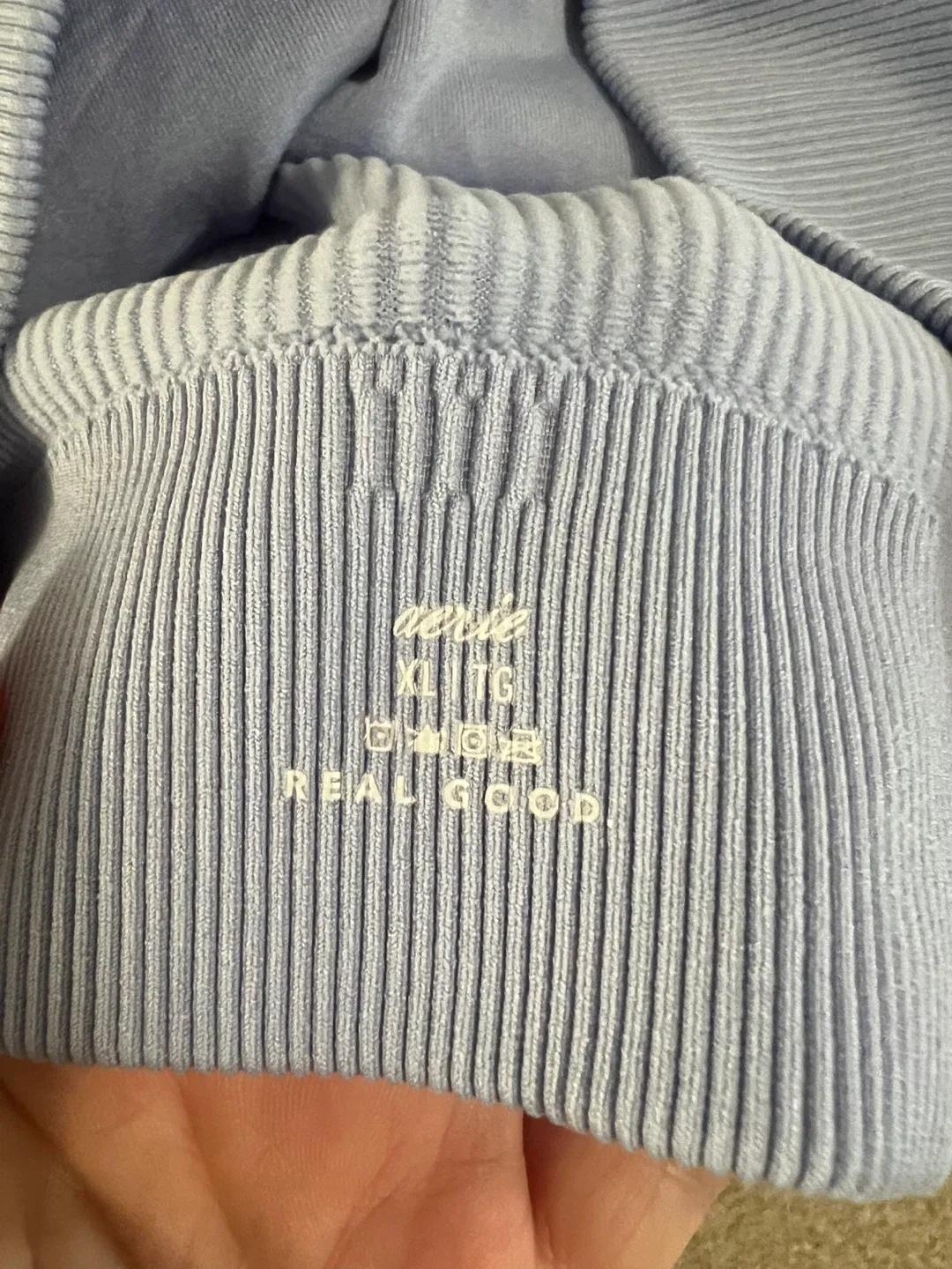 Aerie XL Blue Ribbed Cropped LonglineTank Bra Top image indicator(2)