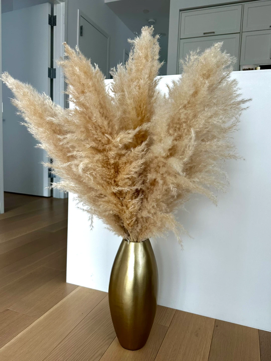 Pampas Grass with Gold Vase