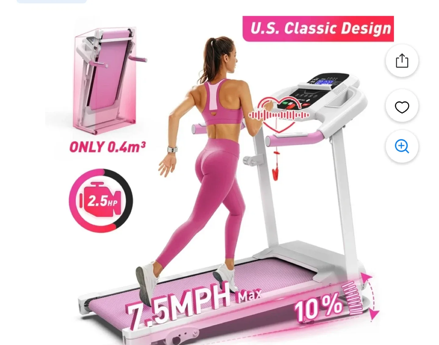 Foldable Treadmill - Like New! Pink image indicator(3)