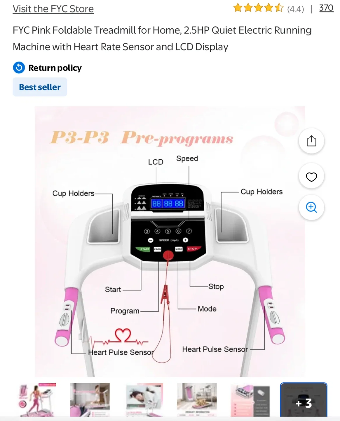 Foldable Treadmill - Like New! Pink image indicator(4)