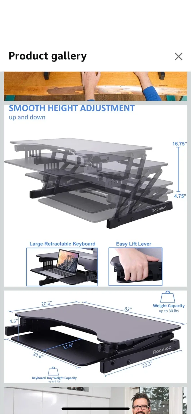 New Rocelco Height Adjustable Standing Desk Converter image indicator(5)