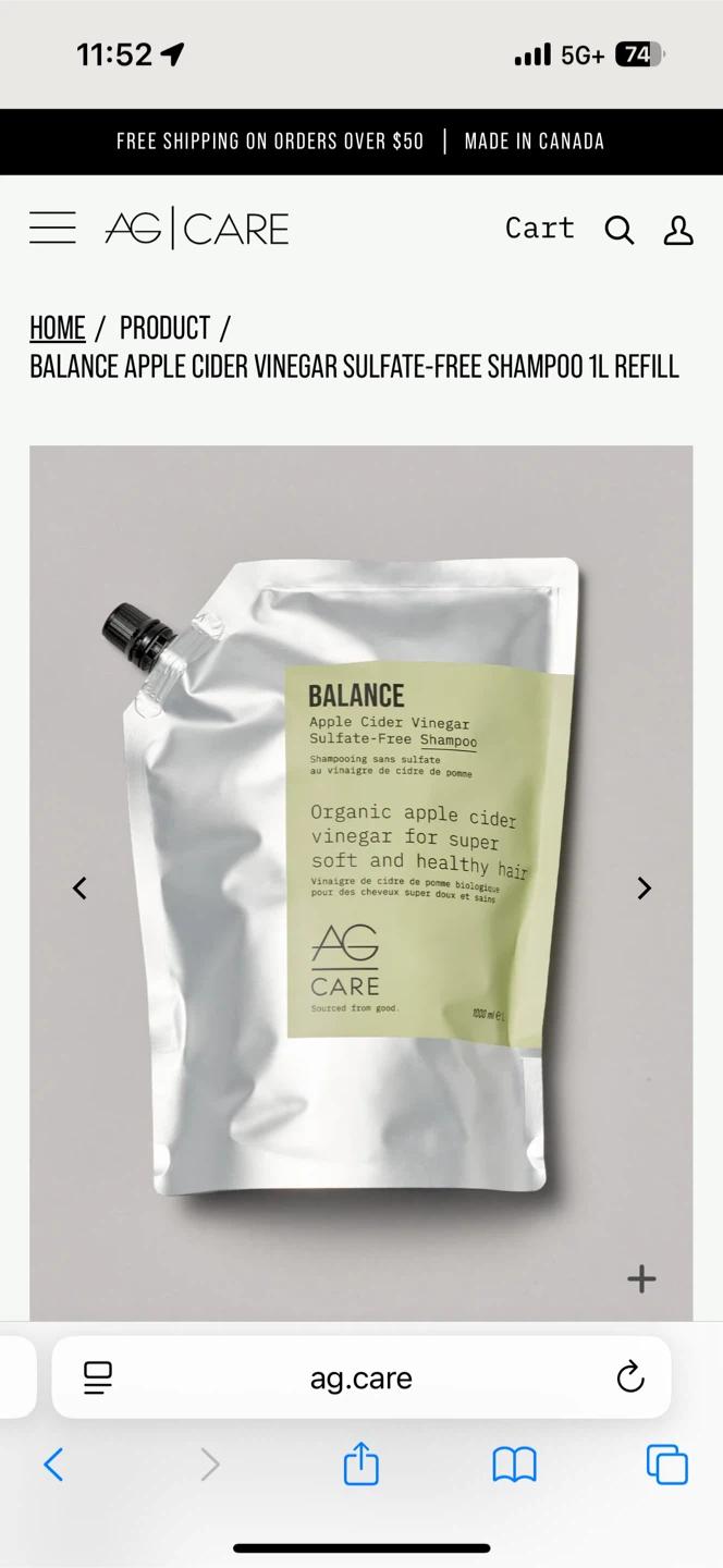 AG Care Balance Apple Cider Vinegar Shampoo 1L Refill