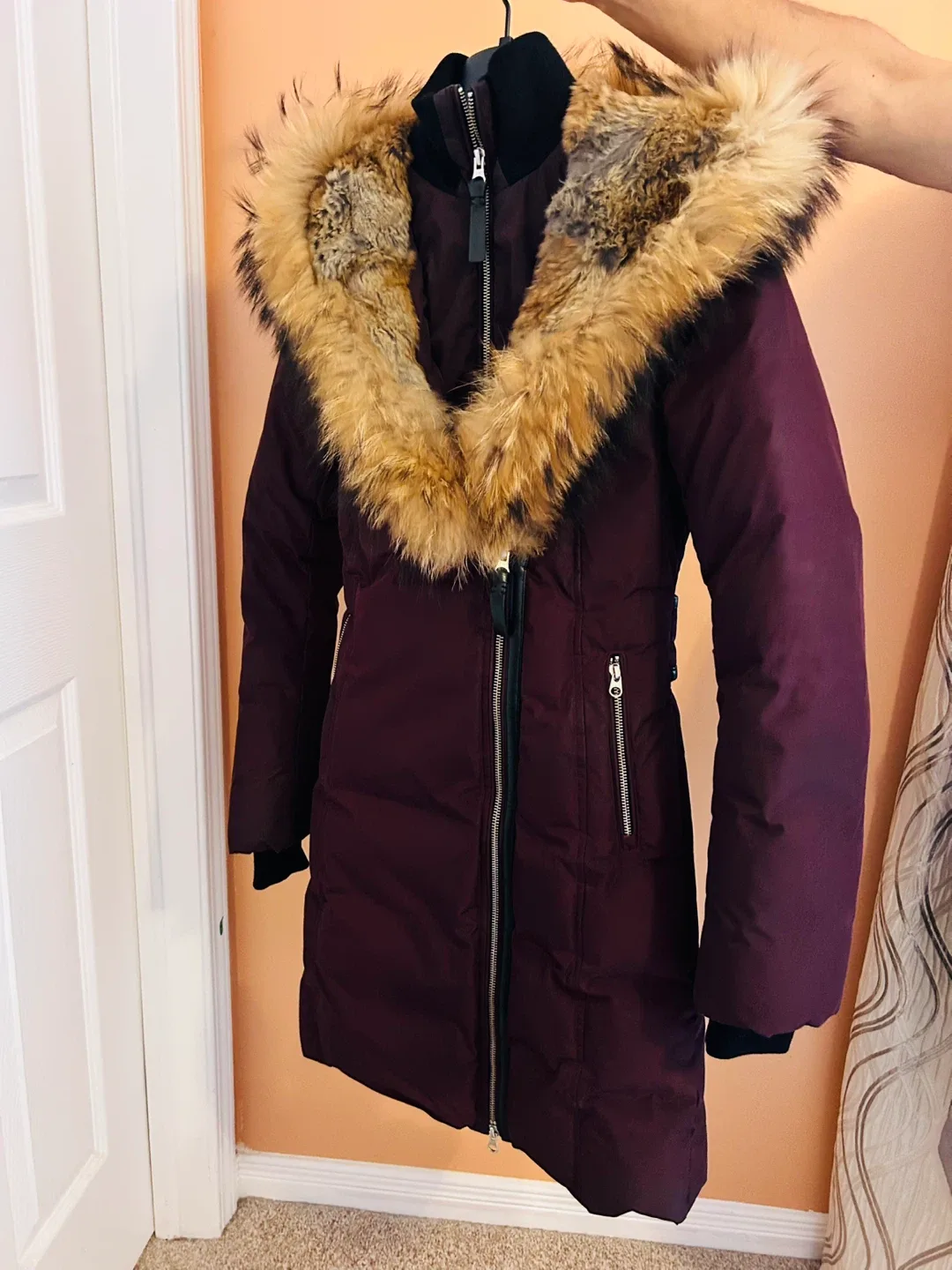 Elegant Mackage Kay-F Down Jacket – Burgundy, Size XXS image indicator(2)