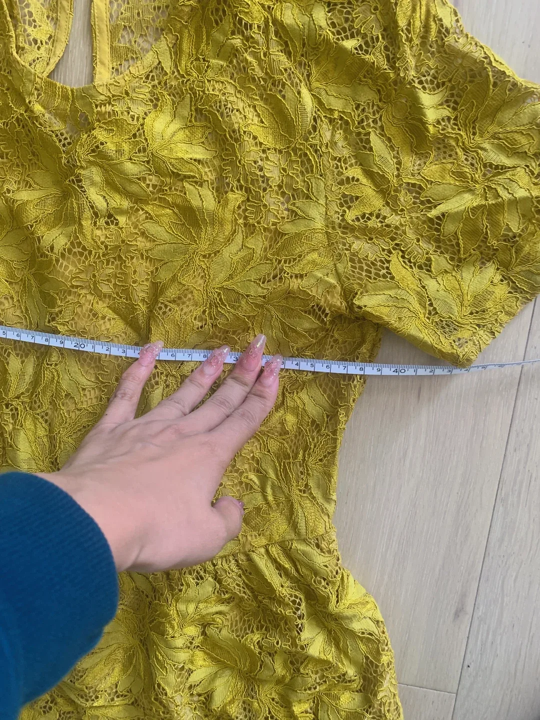 Zara Yellow Lace Peplum Top - Size XS image indicator(5)