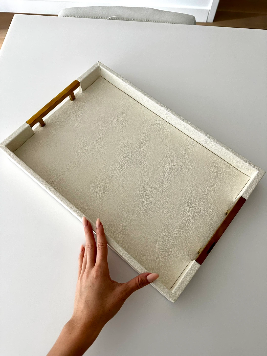 Home Redefined White Faux Leather Tray