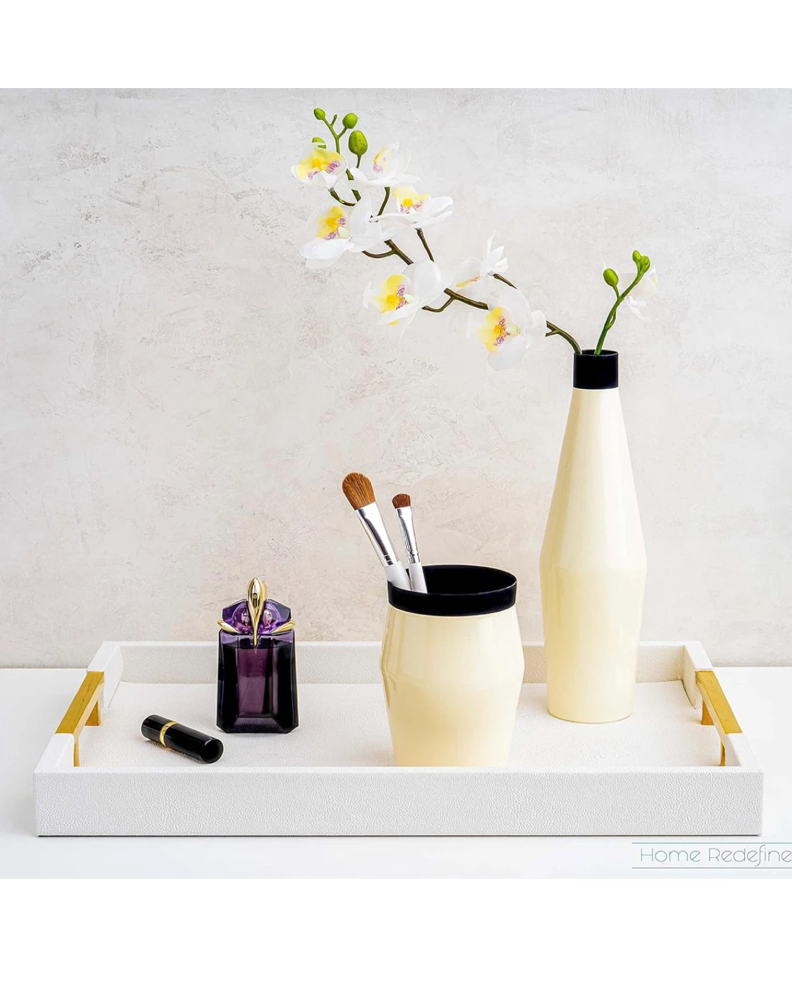 Home Redefined White Faux Leather Tray - photo 2
