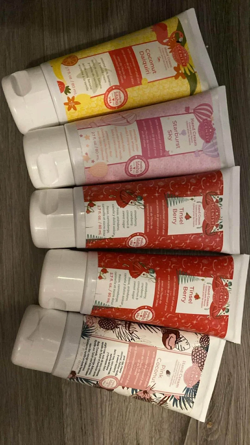 Scentsy Hand Cream Lot (Coconut, Starburst, Tinsel, Pink) thumbnail