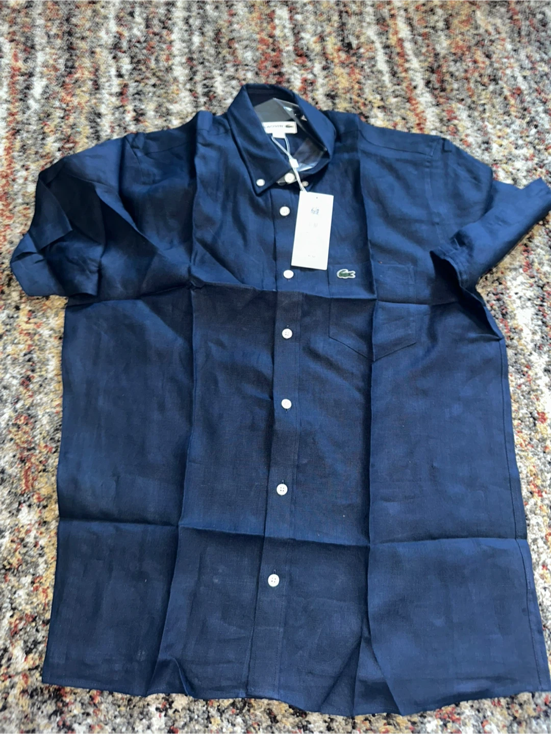 New Lacoste Regular Fit Navy Blue Shirt - Size M - photo 4