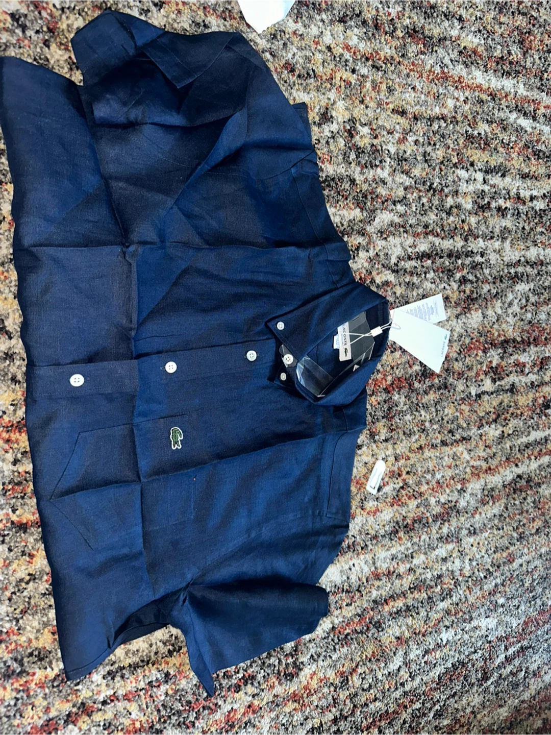 New Lacoste Regular Fit Navy Blue Shirt - Size M - photo 5