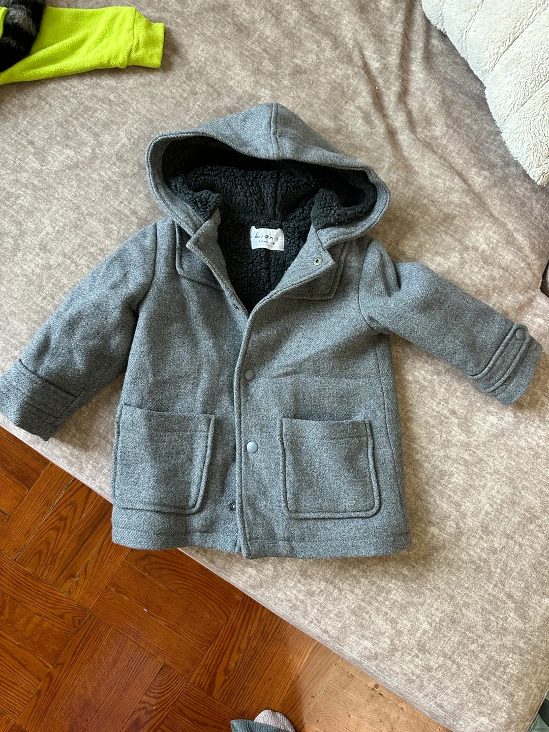 Zara Kids Grey Hooded Coat (Size 2-3 Years) image indicator(2)