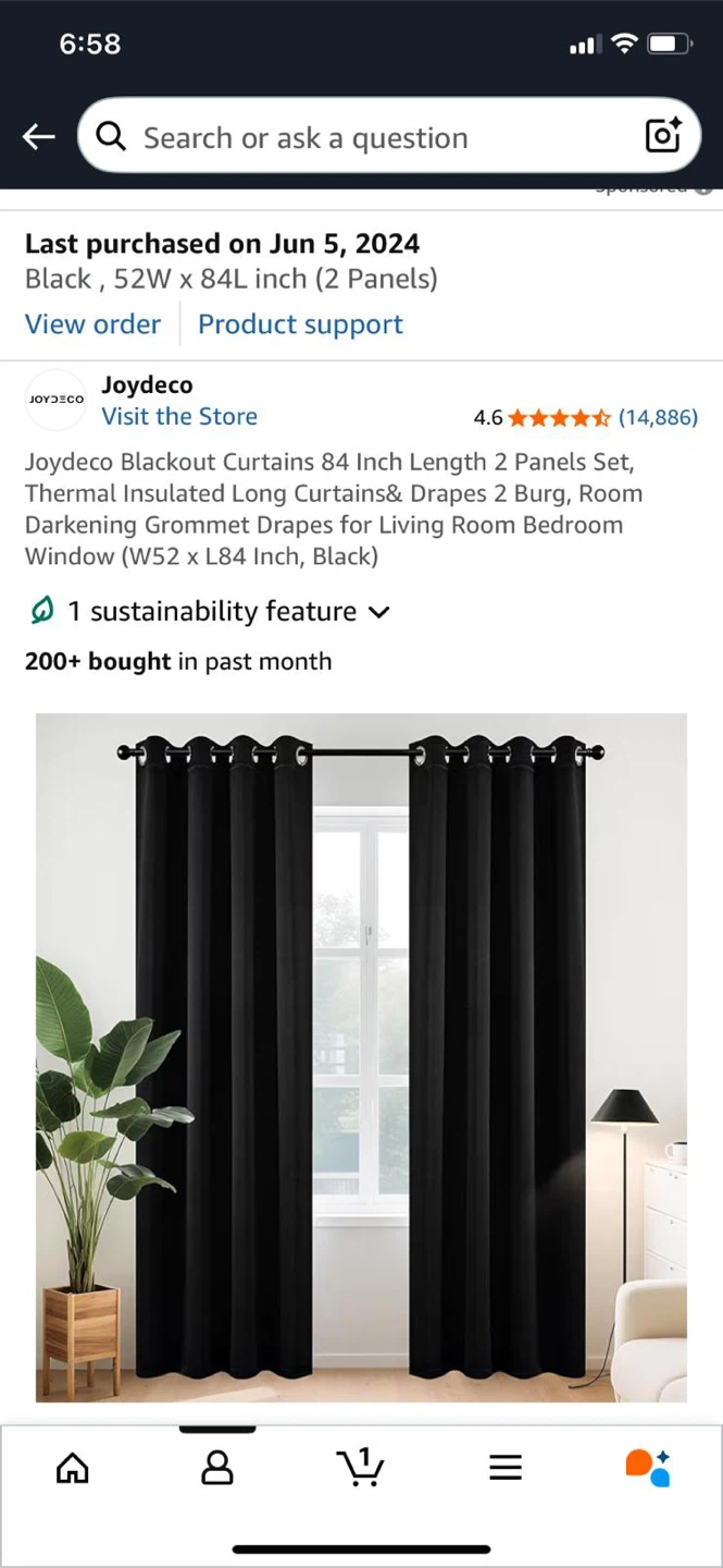 JOYDECO Blackout Curtains, 52W x 84L (2 Panels) - photo 2