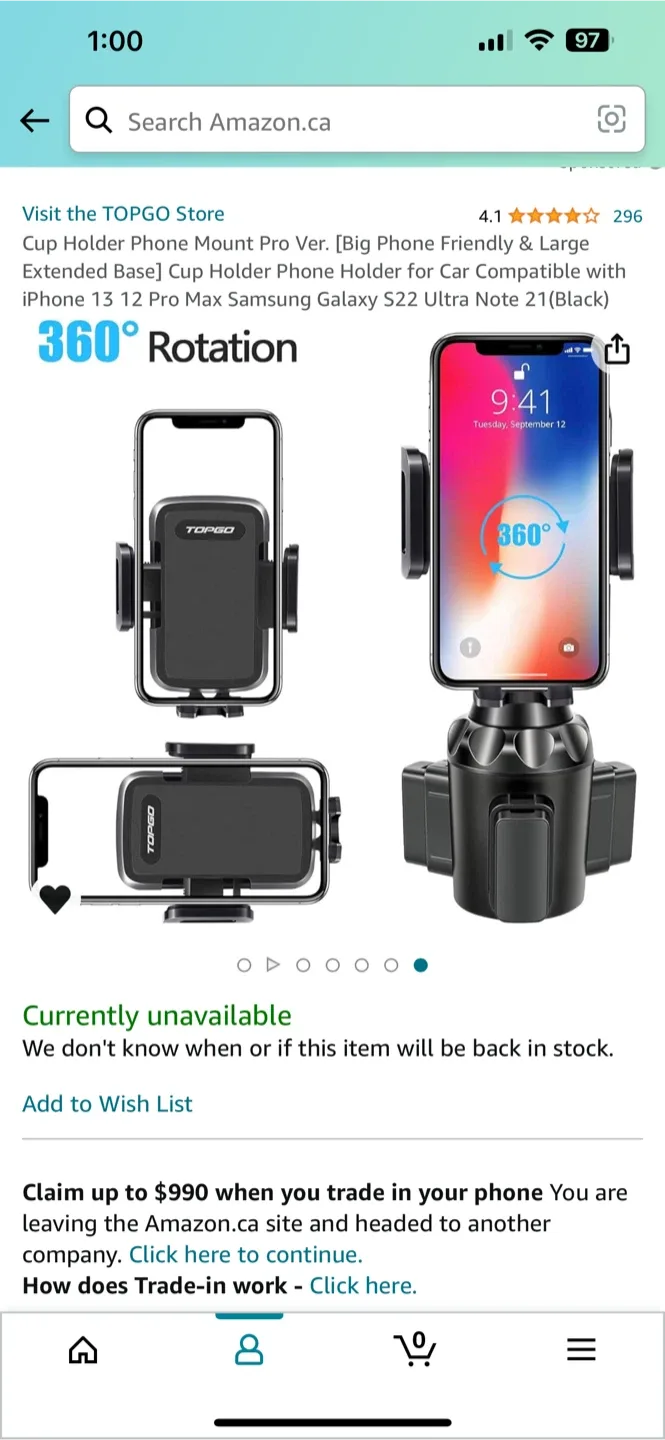 TOPGO Cup Holder Phone Mount Pro image indicator(2)