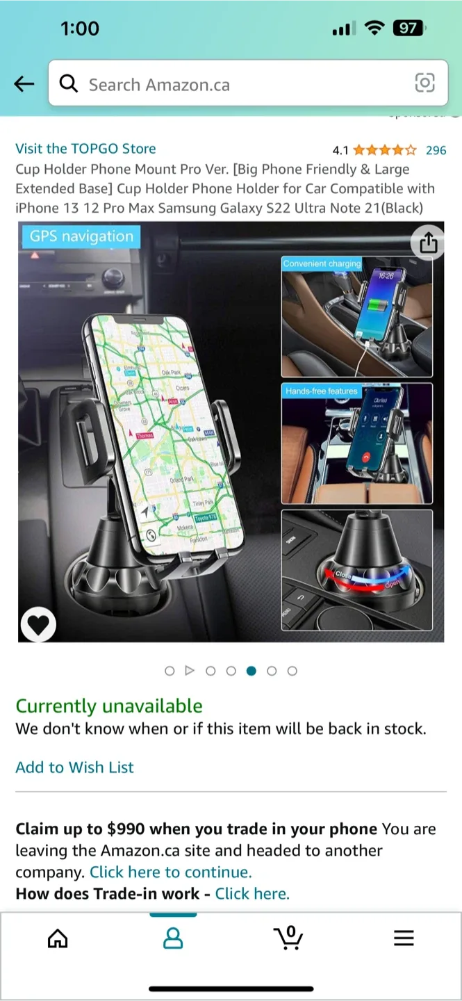TOPGO Cup Holder Phone Mount Pro image indicator(3)