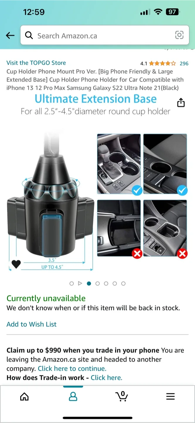 TOPGO Cup Holder Phone Mount Pro image indicator(5)
