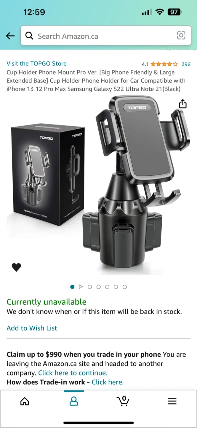 TOPGO Cup Holder Phone Mount Pro