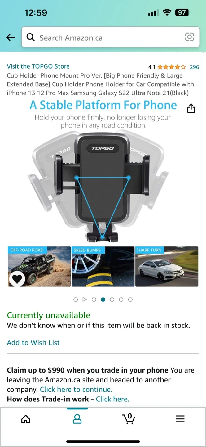 TOPGO Cup Holder Phone Mount Pro image indicator(4)