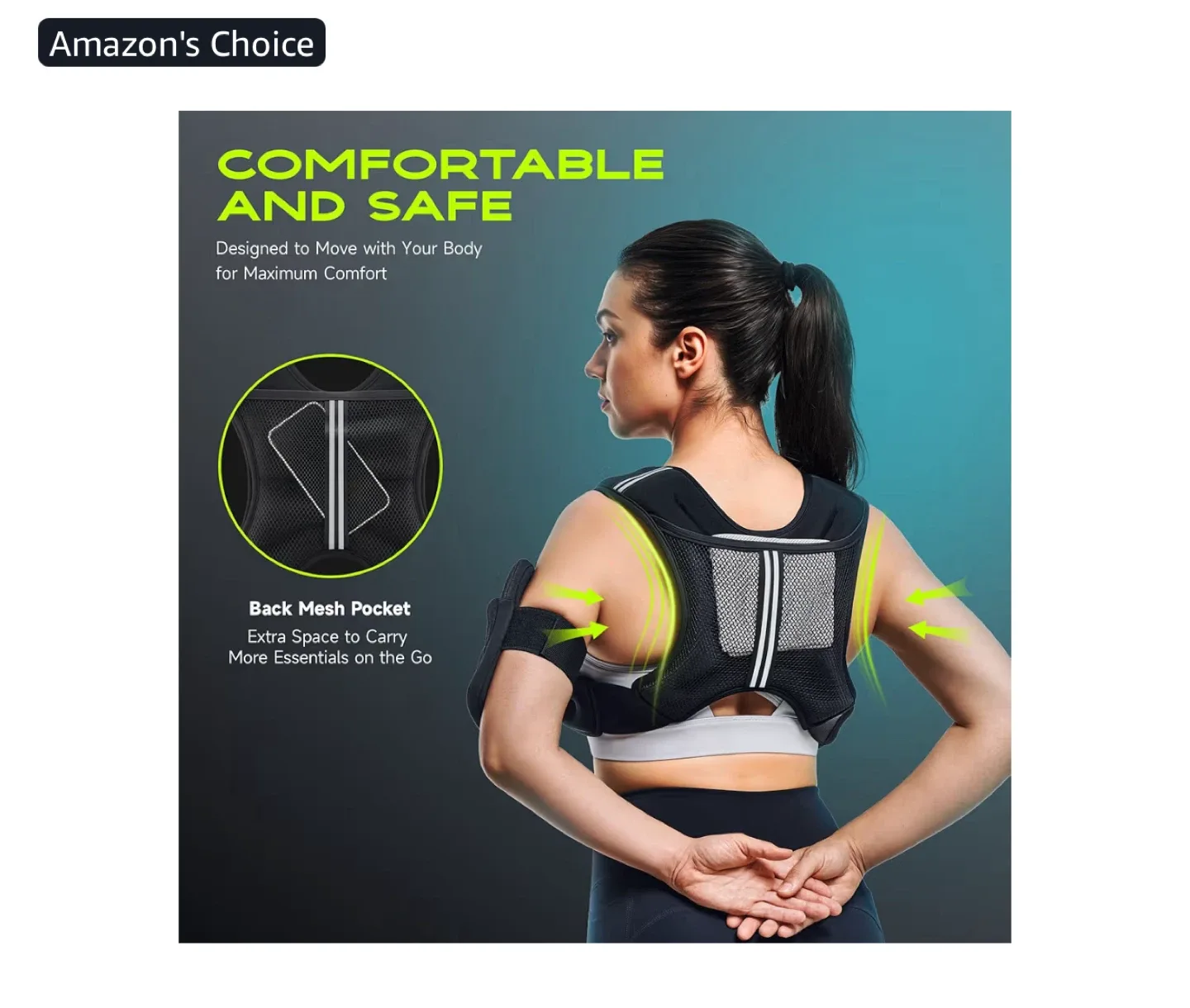 LIVEET Weighted Vest - Black with Phone Holder image indicator(2)