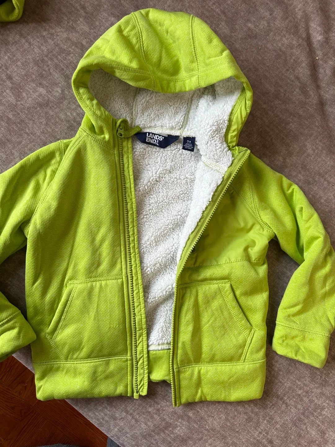 Lands' End Kids' Fleece Lined Hoodie - Green