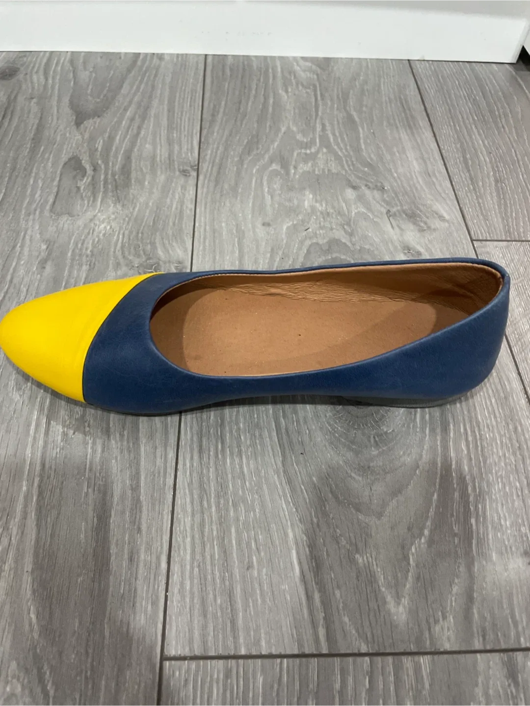 Blue & Yellow Leather Ballet Flats Size 6 image indicator(2)