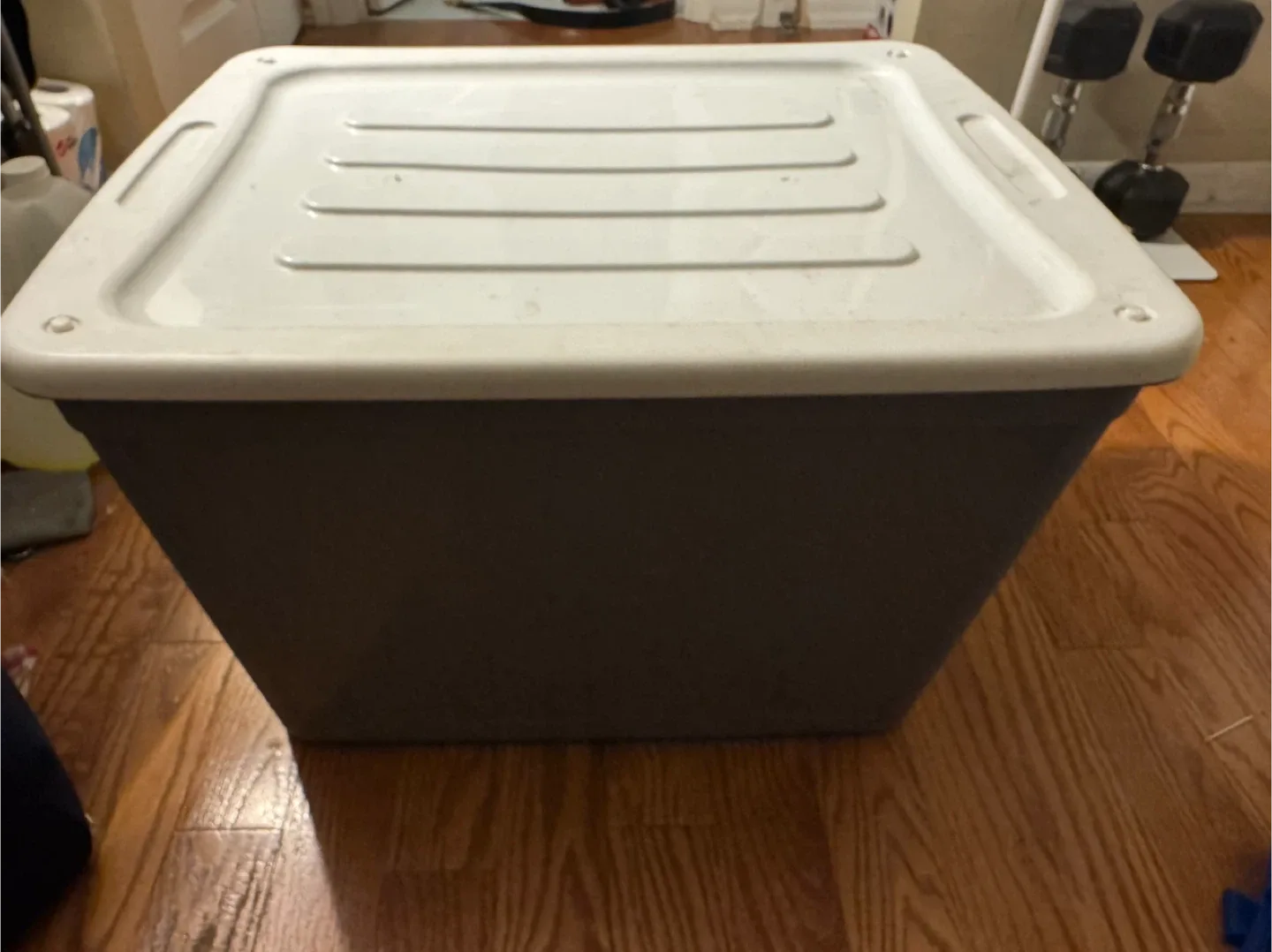 Grey Storage Tote with Lid