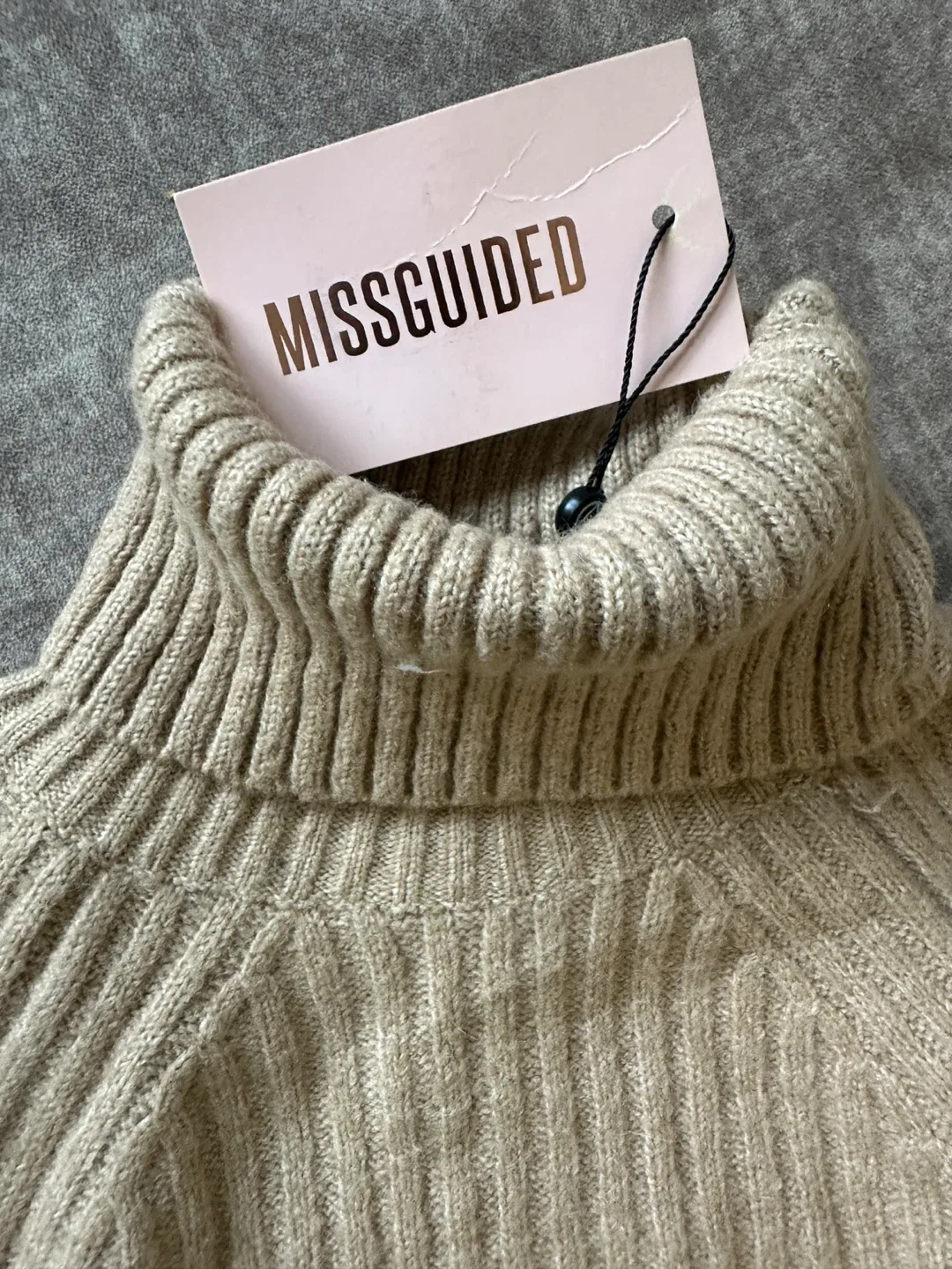 Missguided Beige Knit Turtleneck Dress Size US 2/4 image indicator(2)