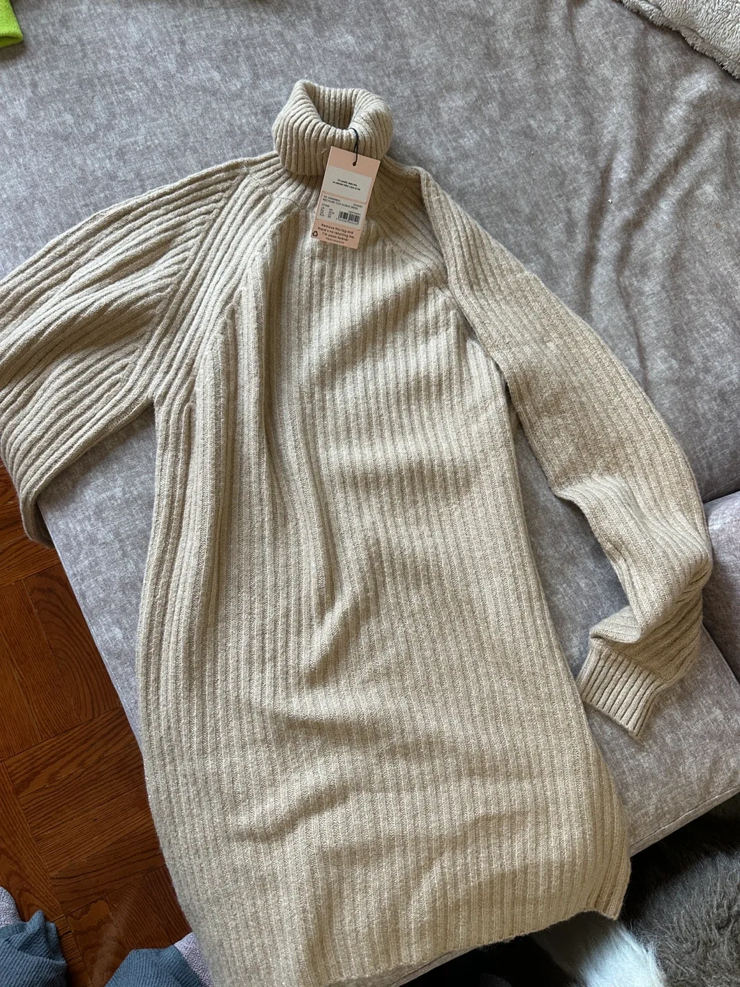 Missguided Beige Knit Turtleneck Dress Size US 2/4