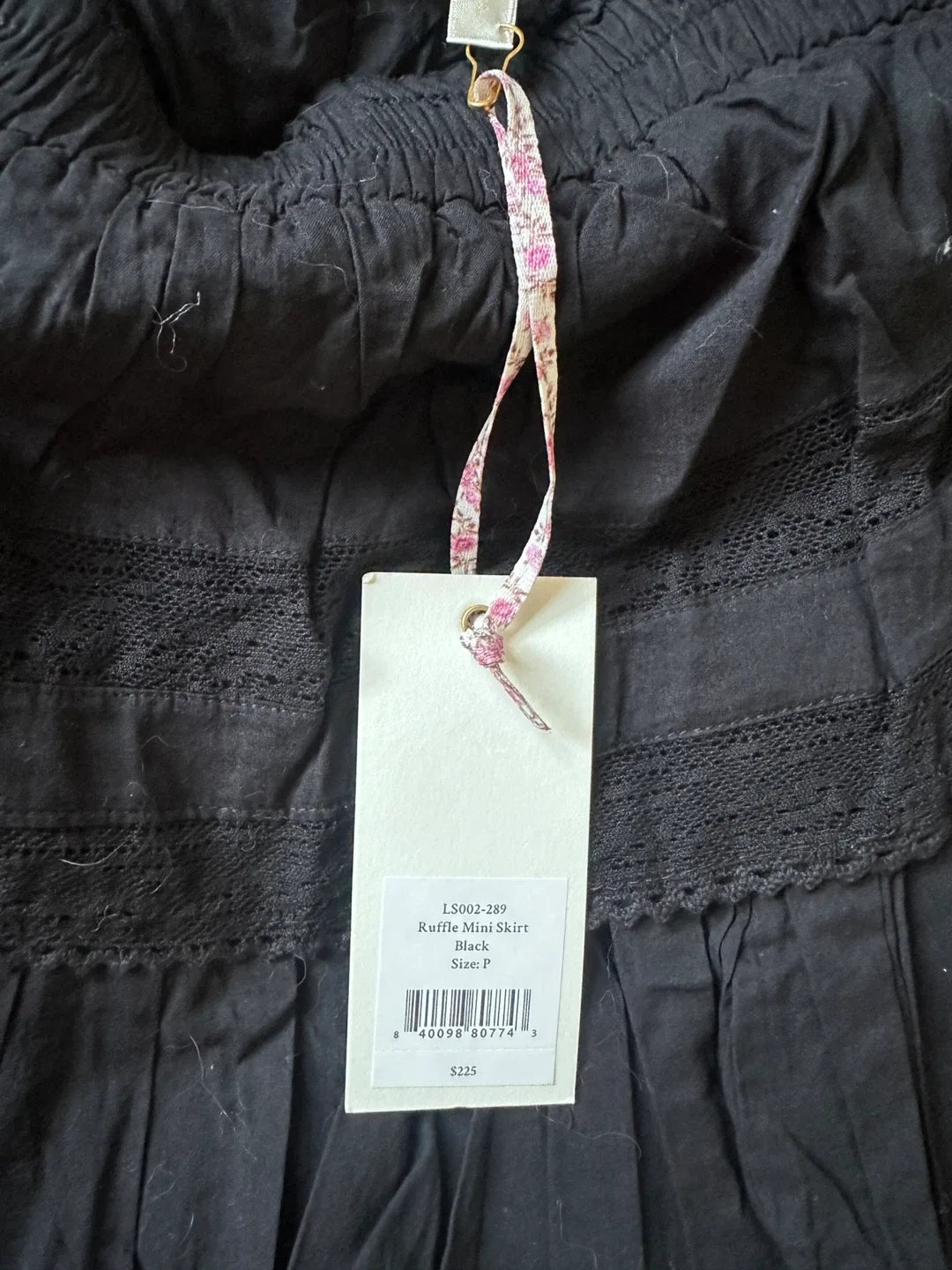 LoveShackFancy Ruffle Mini Skirt - Black - Size P image indicator(2)